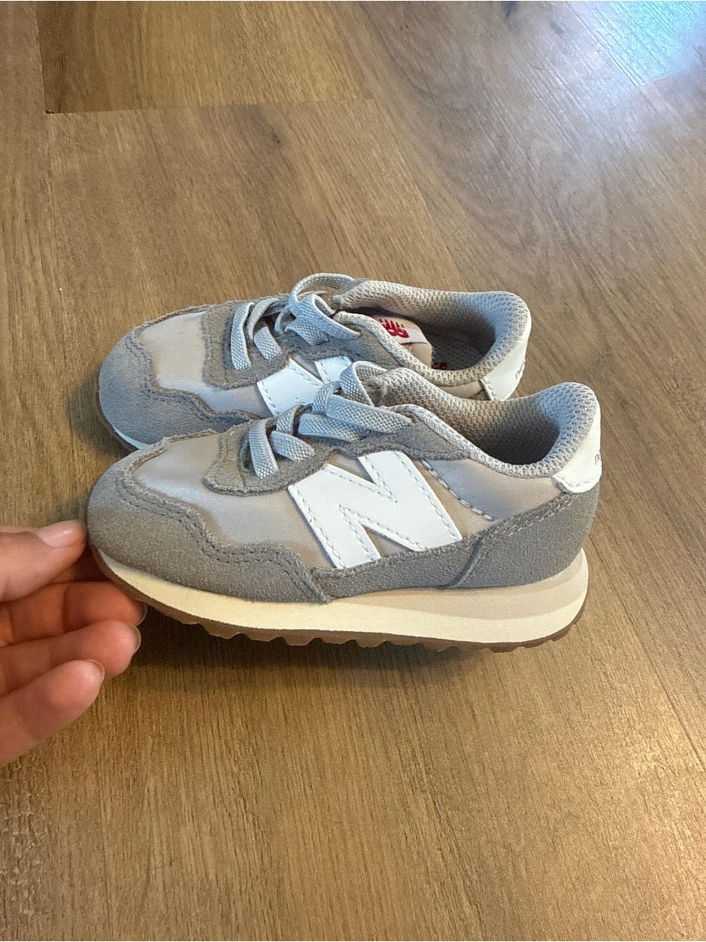 New Balance Kids Light Gray and White Retro Runner Sneakers